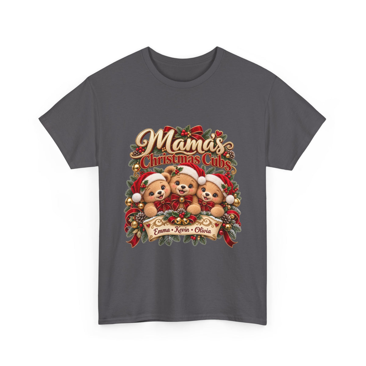 Mama’s Christmas Cubs Personalized Christmas Shirt – Custom Kids Names Teddy Bear Tee