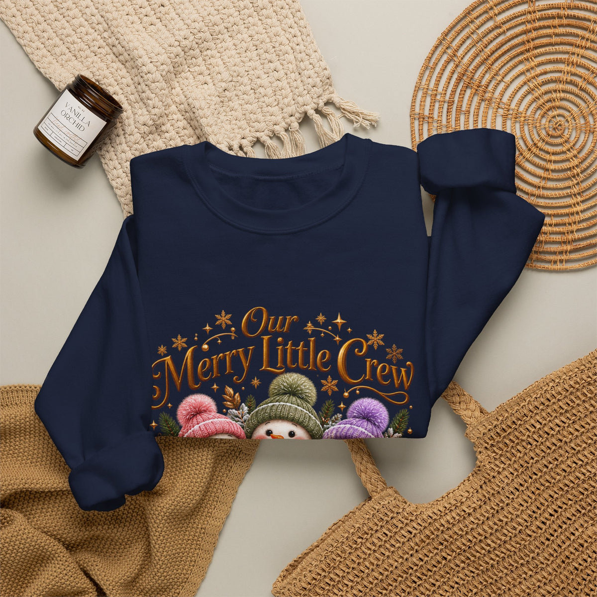 Personalized Snowman Christmas Sweatshirt – Our Merry Little Crew – Custom Kids Names