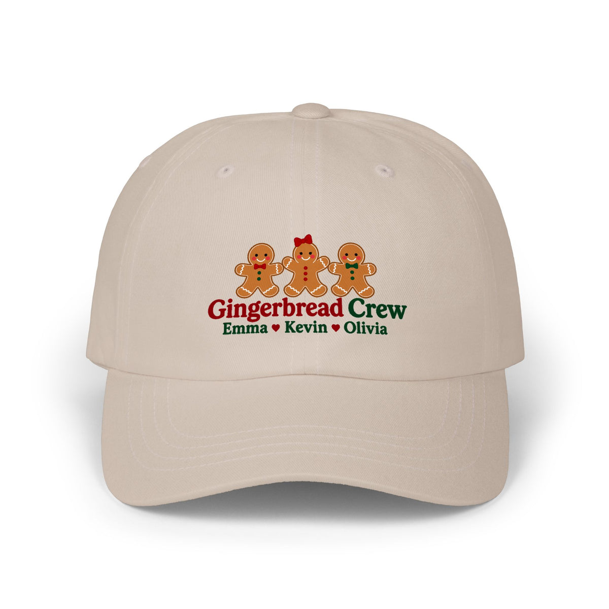 Gingerbread Crew Personalized Christmas Cap – Custom Name Holiday Dad Hat