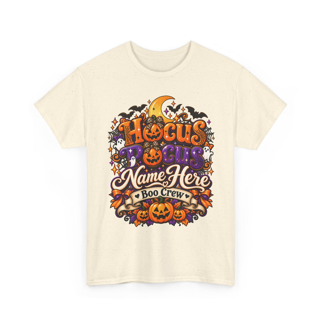 Hocus Pocus Personalized Halloween Tee — "Name Here" Boo Crew Pumpkin Shirt