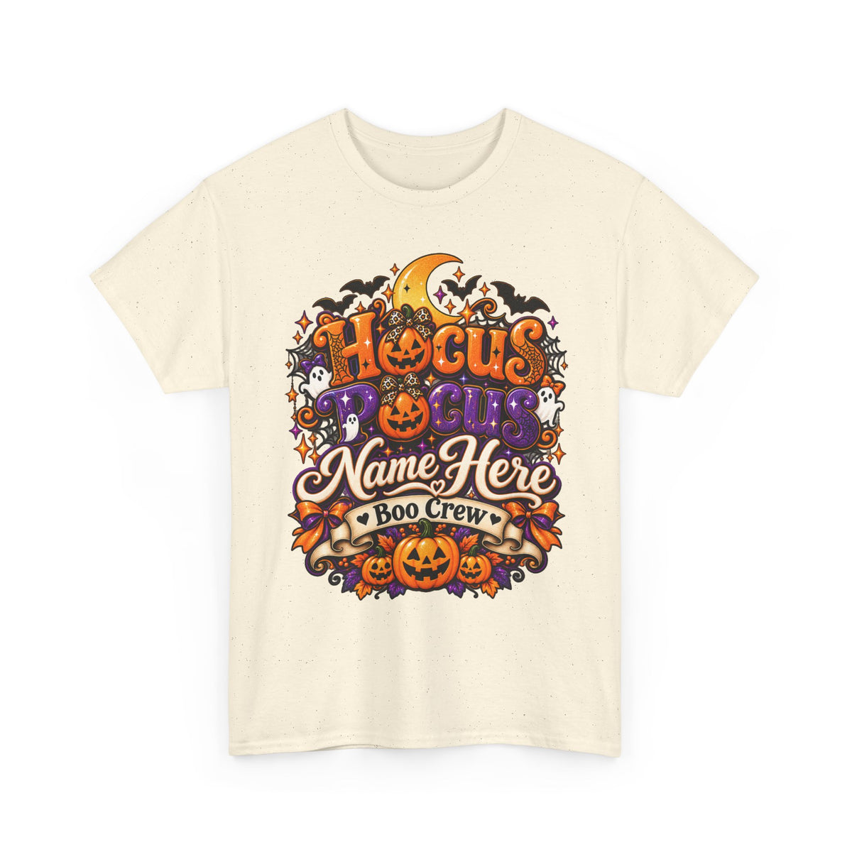 Hocus Pocus Personalized Halloween Tee — "Name Here" Boo Crew Pumpkin Shirt