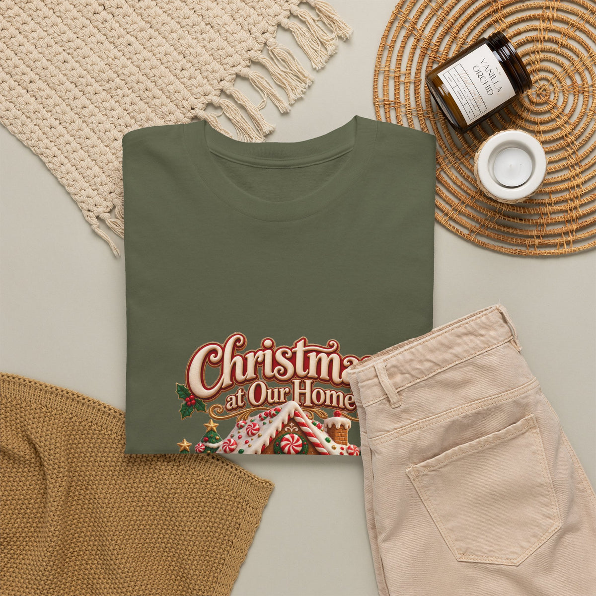 Personalized Family Christmas Shirt – Custom Family Name Gingerbread House Holiday Tee