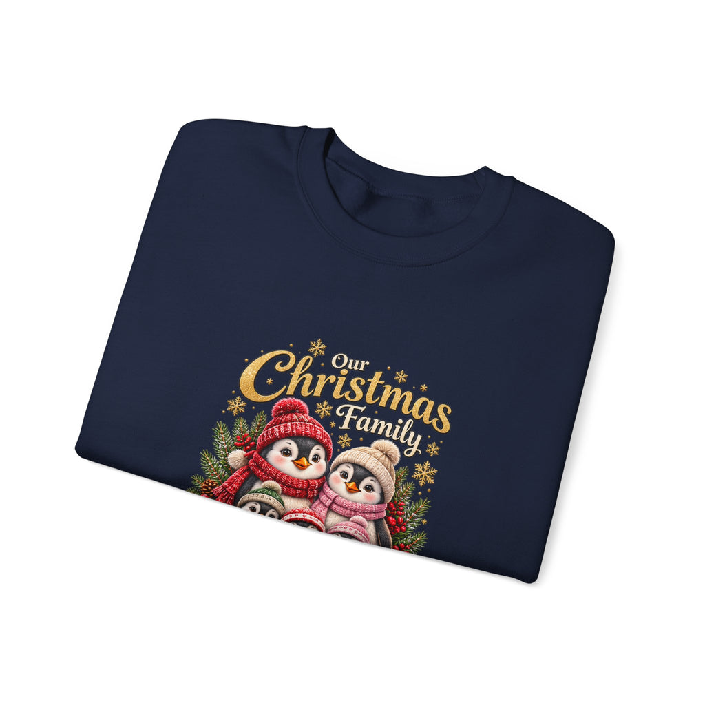 Personalized Penguin Family Christmas Sweatshirt – Custom Family Name Holiday Gift