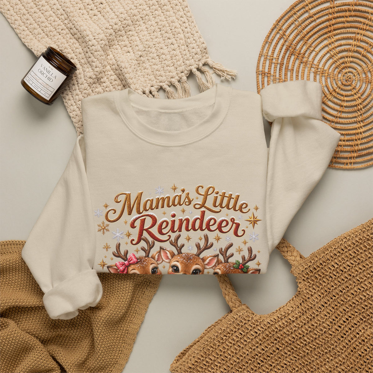 Mama’s Little Reindeer Personalized Christmas Sweatshirt – Custom Kids Names