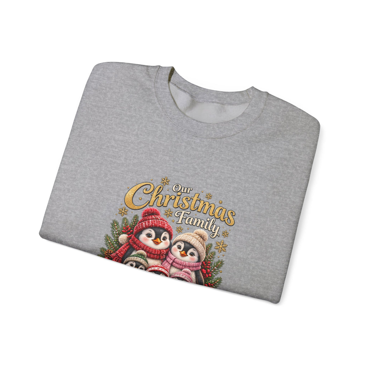 Personalized Penguin Family Christmas Sweatshirt – Custom Family Name Holiday Gift