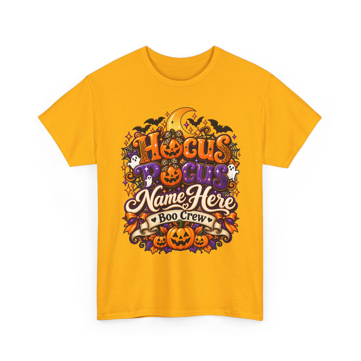 Hocus Pocus Personalized Halloween Tee — "Name Here" Boo Crew Pumpkin Shirt