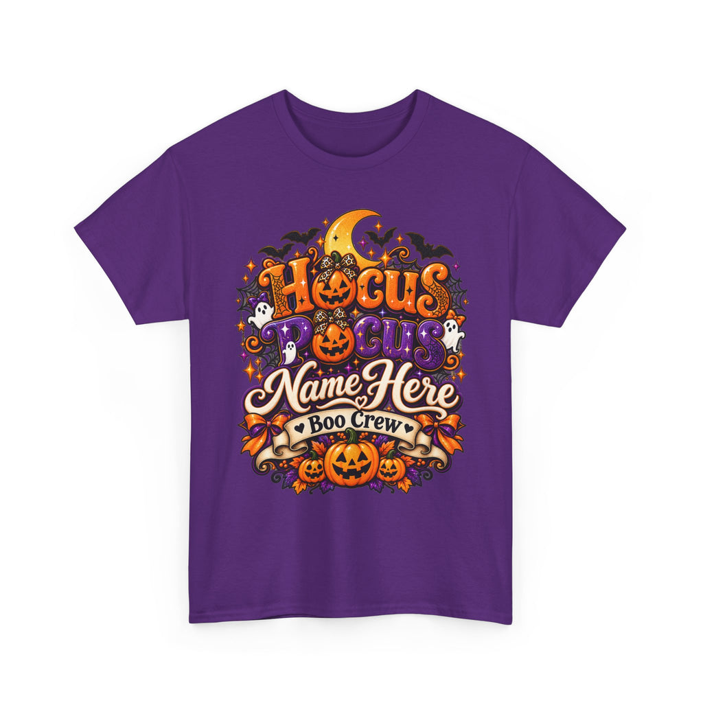 Hocus Pocus Personalized Halloween Tee — "Name Here" Boo Crew Pumpkin Shirt