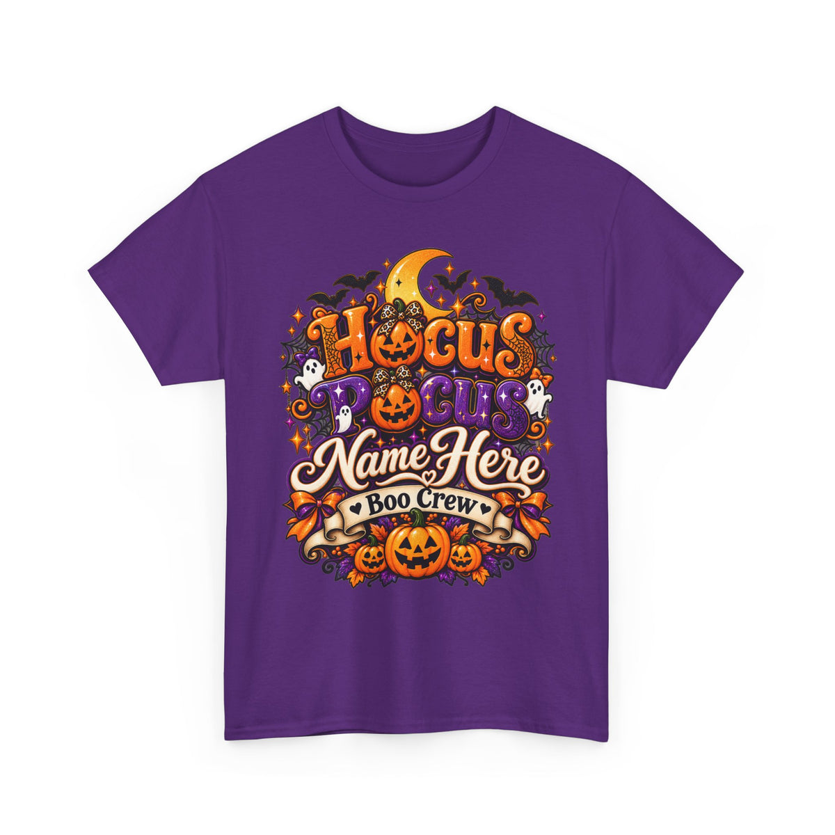 Hocus Pocus Personalized Halloween Tee — "Name Here" Boo Crew Pumpkin Shirt