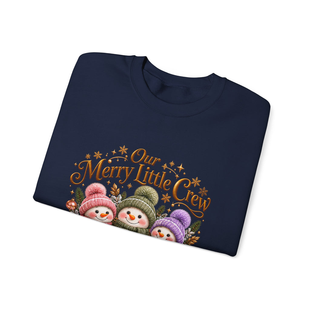 Personalized Snowman Christmas Sweatshirt – Our Merry Little Crew – Custom Kids Names