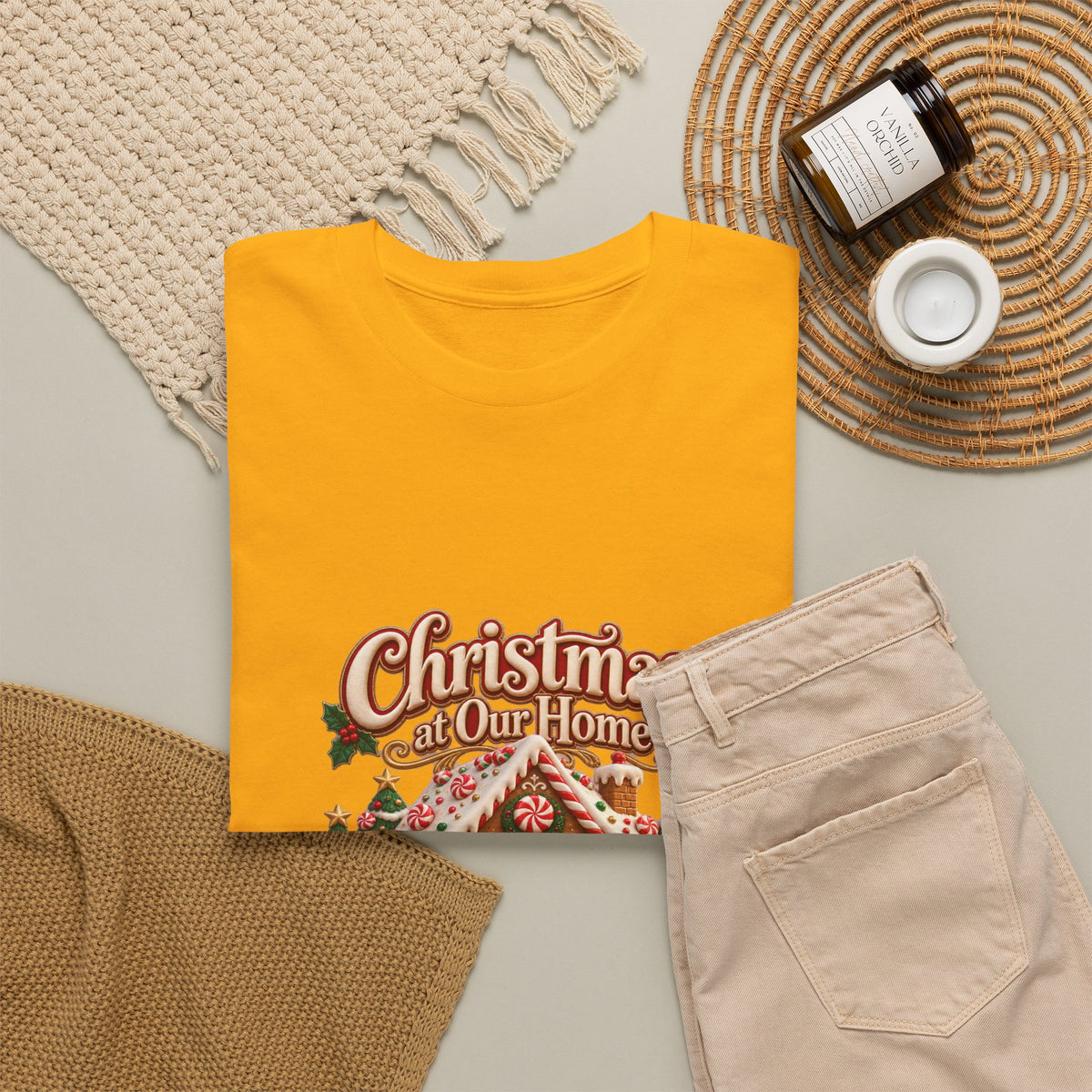Personalized Family Christmas Shirt – Custom Family Name Gingerbread House Holiday Tee