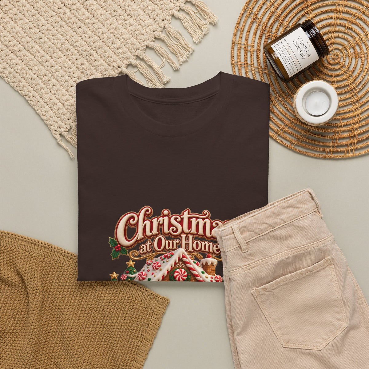 Personalized Family Christmas Shirt – Custom Family Name Gingerbread House Holiday Tee
