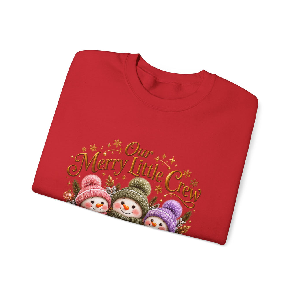 Personalized Snowman Christmas Sweatshirt – Our Merry Little Crew – Custom Kids Names