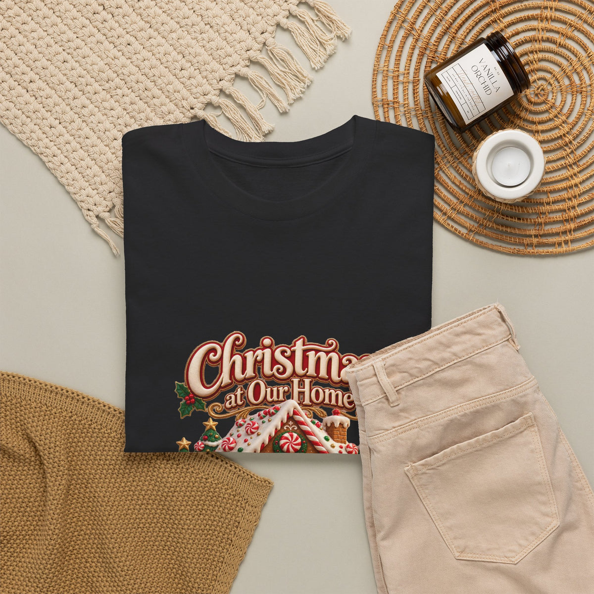 Personalized Family Christmas Shirt – Custom Family Name Gingerbread House Holiday Tee