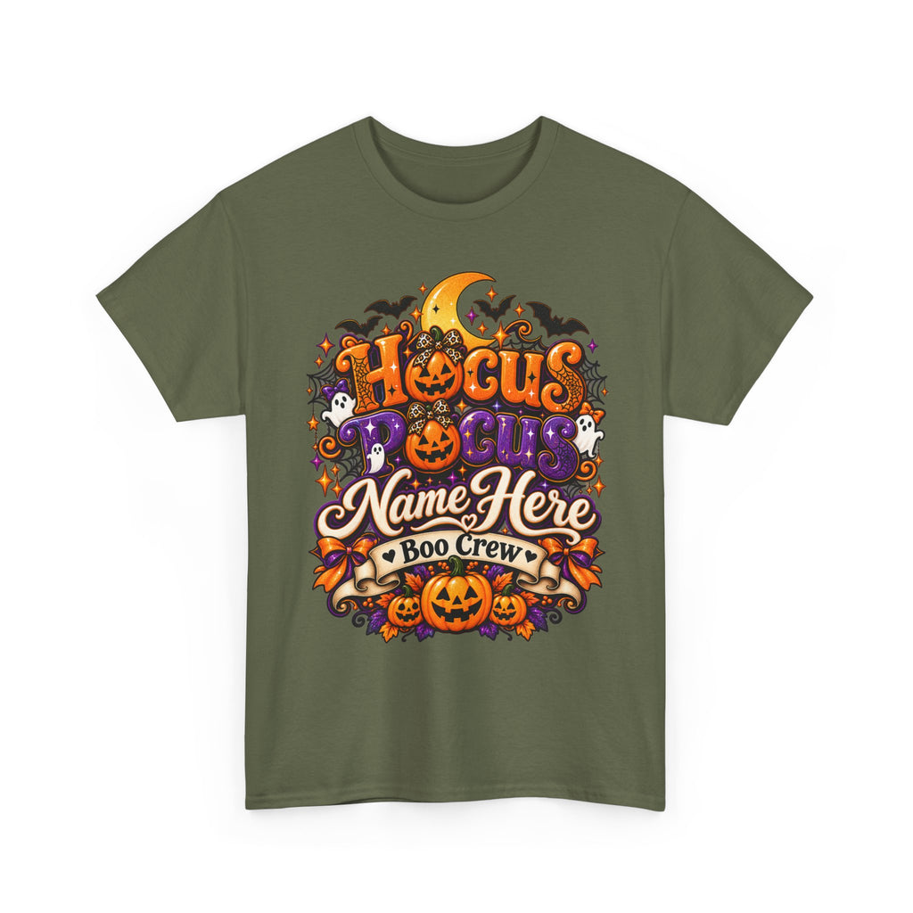 Hocus Pocus Personalized Halloween Tee — "Name Here" Boo Crew Pumpkin Shirt