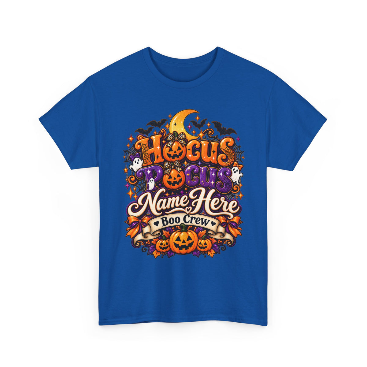 Hocus Pocus Personalized Halloween Tee — "Name Here" Boo Crew Pumpkin Shirt