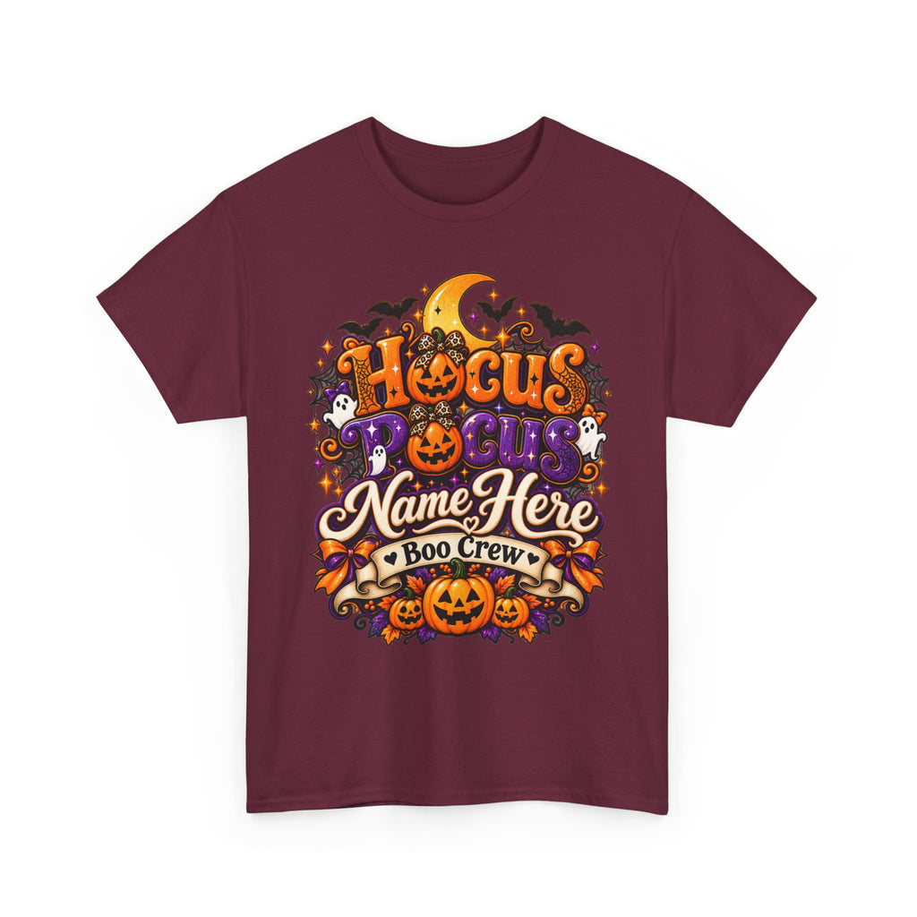 Hocus Pocus Personalized Halloween Tee — "Name Here" Boo Crew Pumpkin Shirt