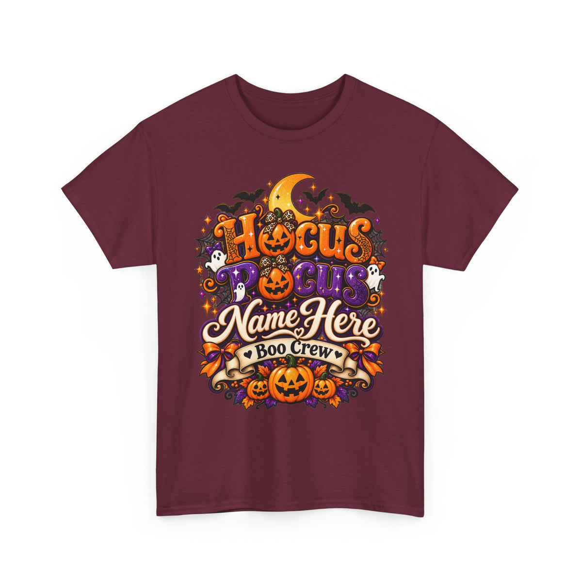 Hocus Pocus Personalized Halloween Tee — "Name Here" Boo Crew Pumpkin Shirt