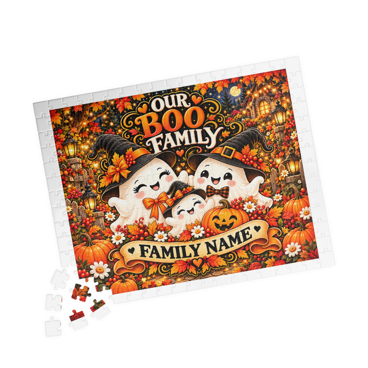 Our Boo Family Personalized Halloween Jigsaw Puzzle – Custom Family Name