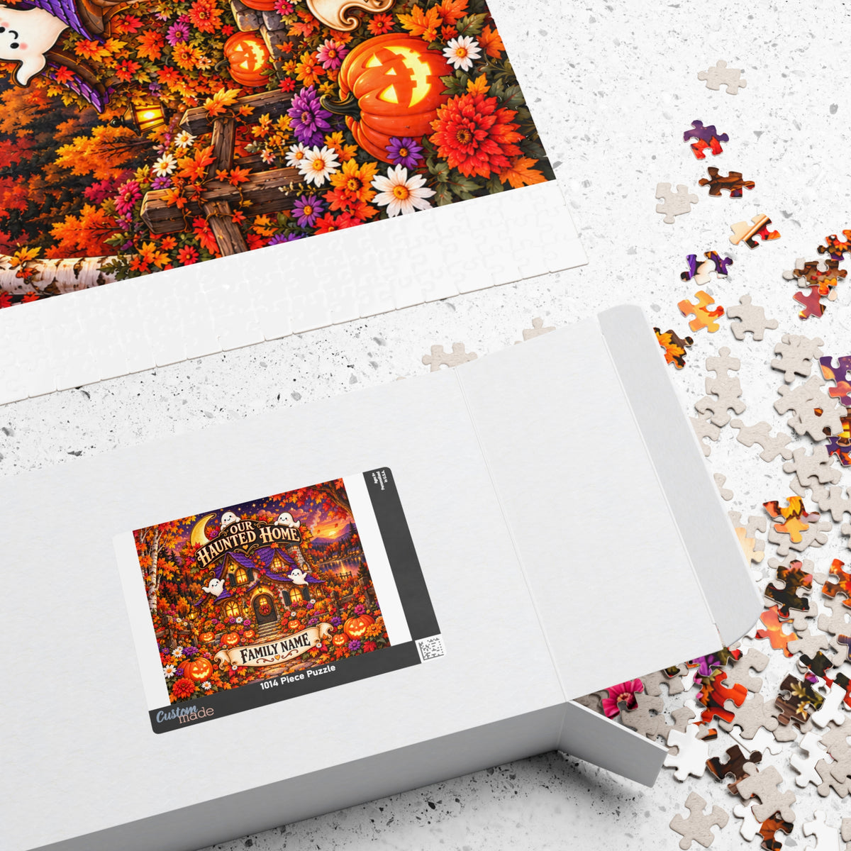 Our Haunted Home Personalized Halloween Jigsaw Puzzle – Custom Family Name