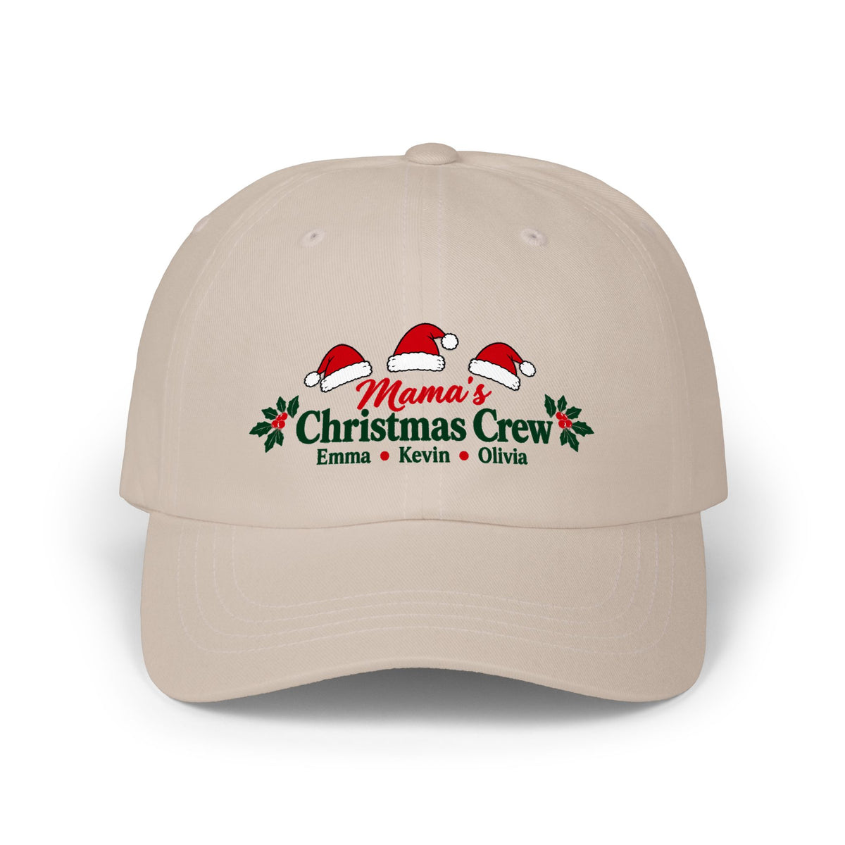 Mama’s Christmas Crew Personalized Christmas Cap – Custom Name Holiday Dad Hat