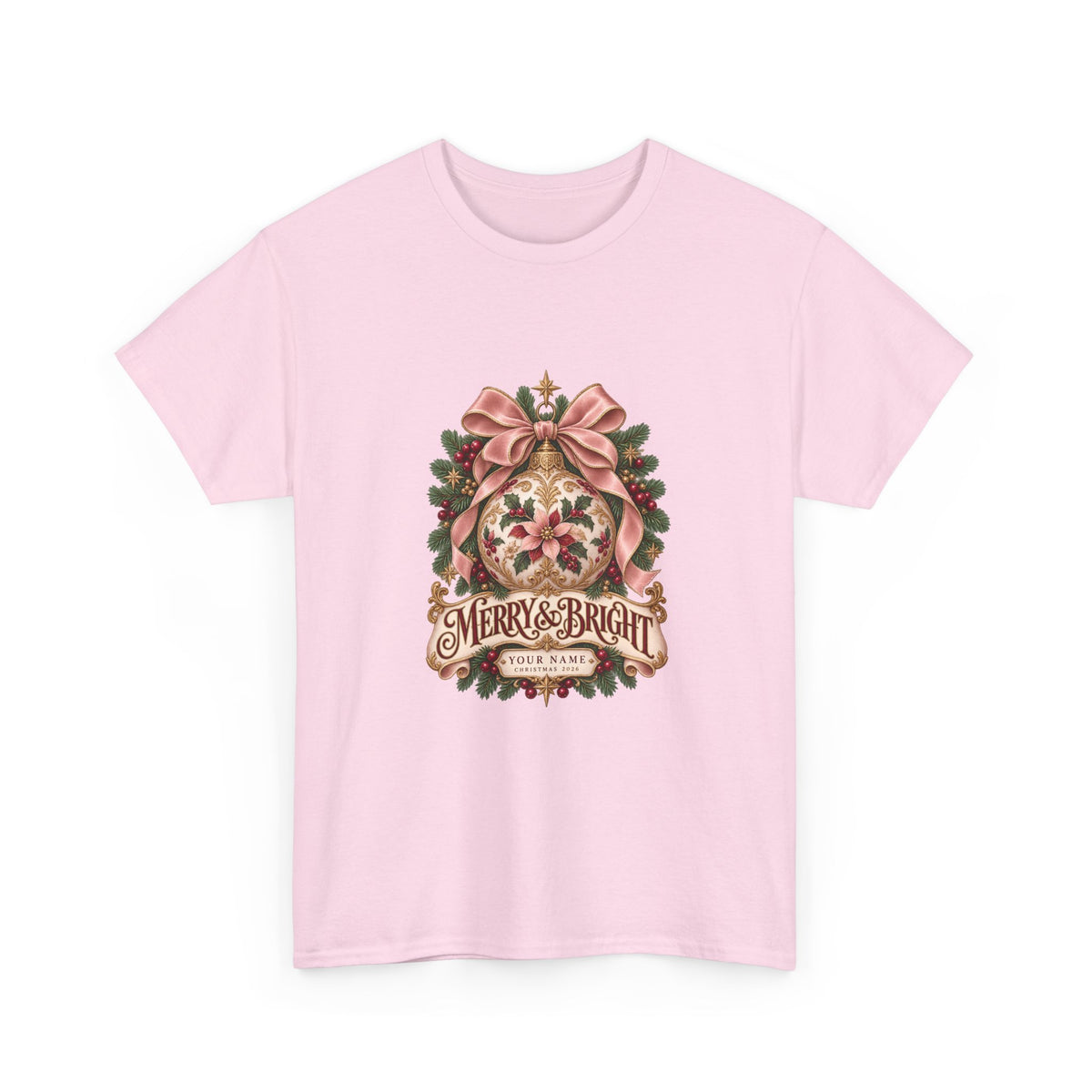 Merry & Bright Personalized Christmas T-Shirt