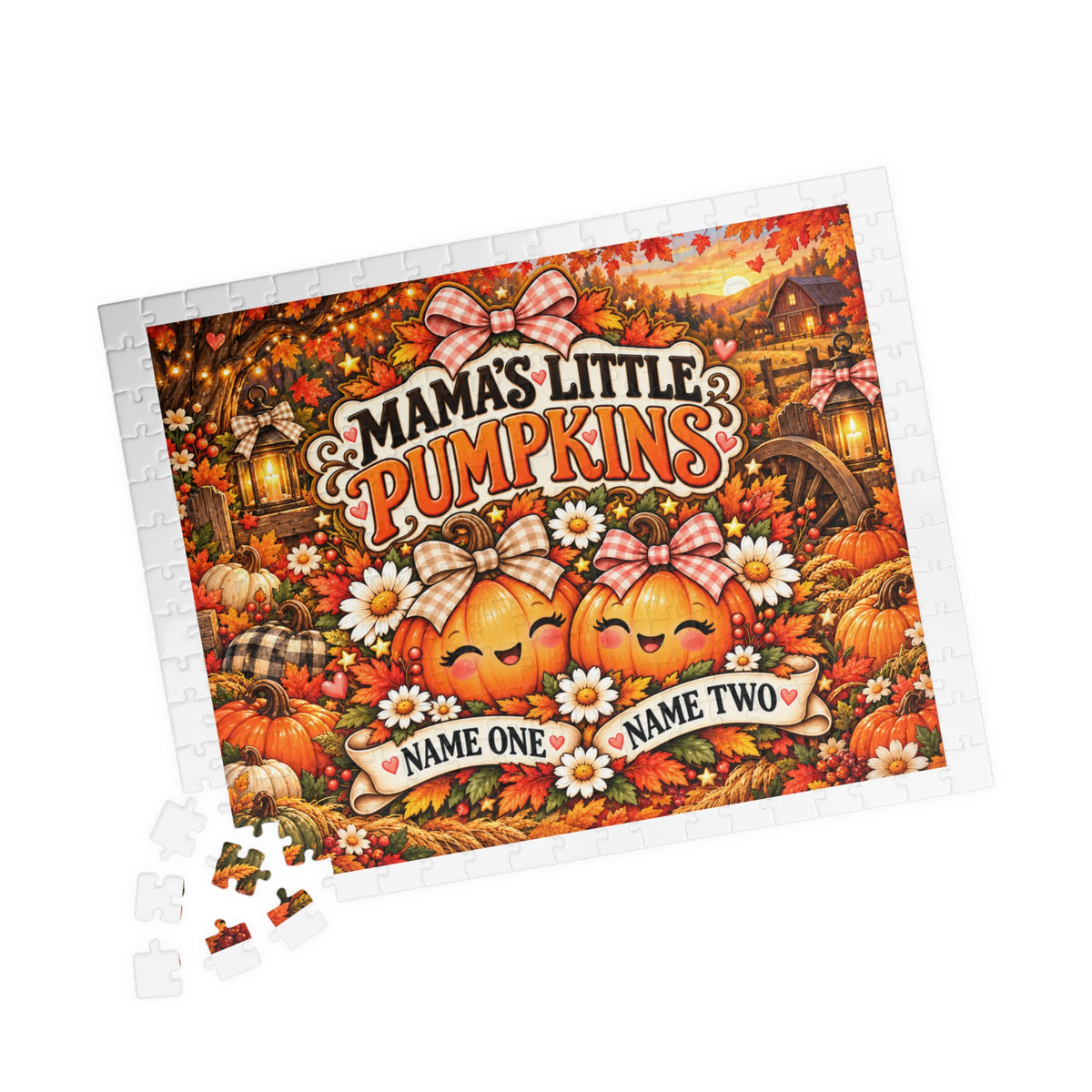 Mama’s Little Pumpkins Personalized Halloween Jigsaw Puzzle – Custom Two Names