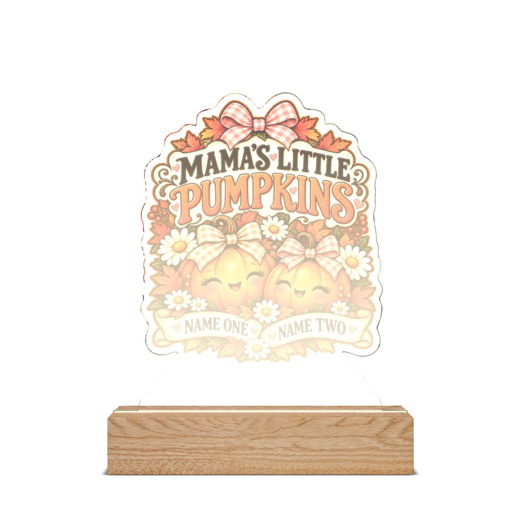 Mama’s Little Pumpkins Personalized Halloween Acrylic Night Light – Two Custom Names