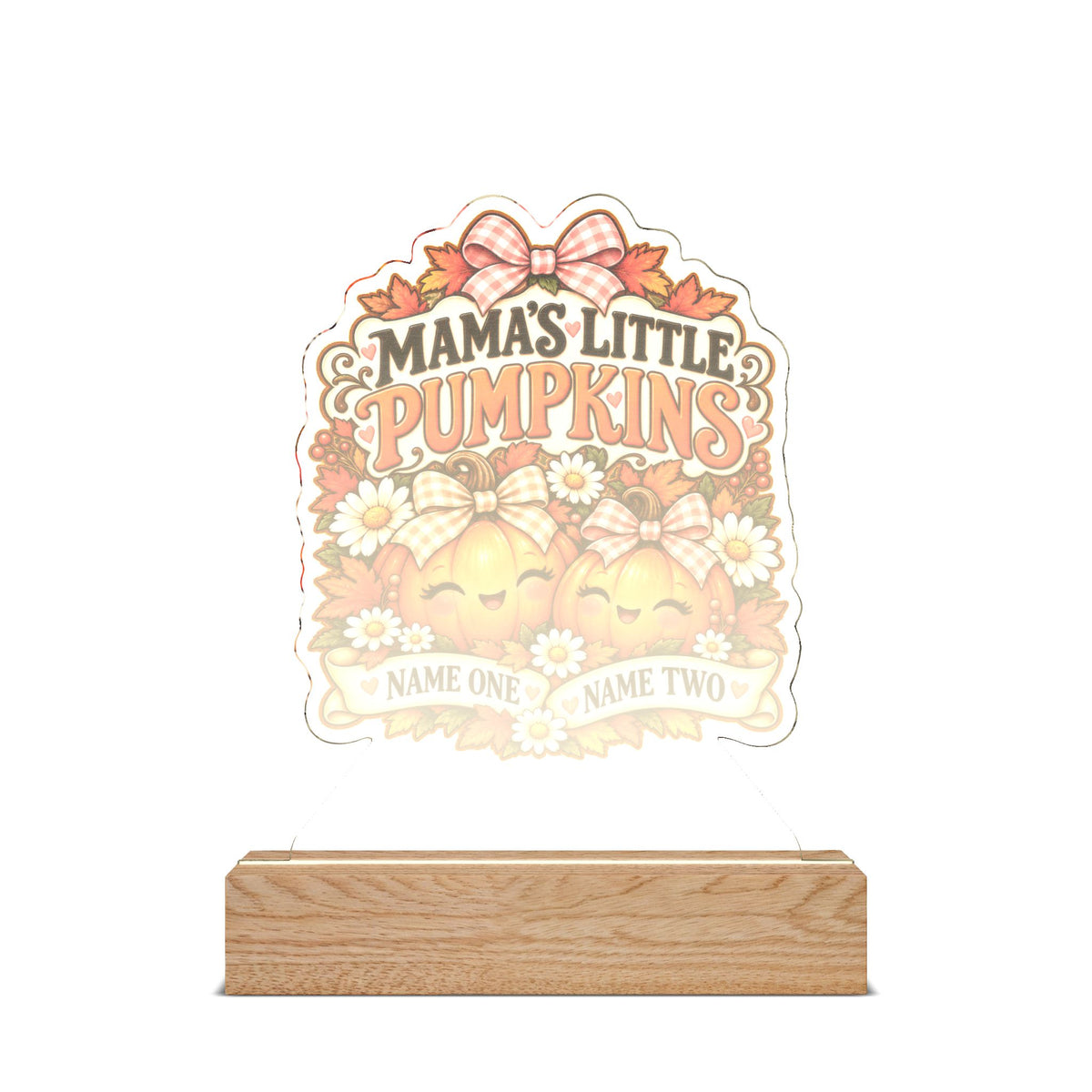 Mama’s Little Pumpkins Personalized Halloween Acrylic Night Light – Two Custom Names