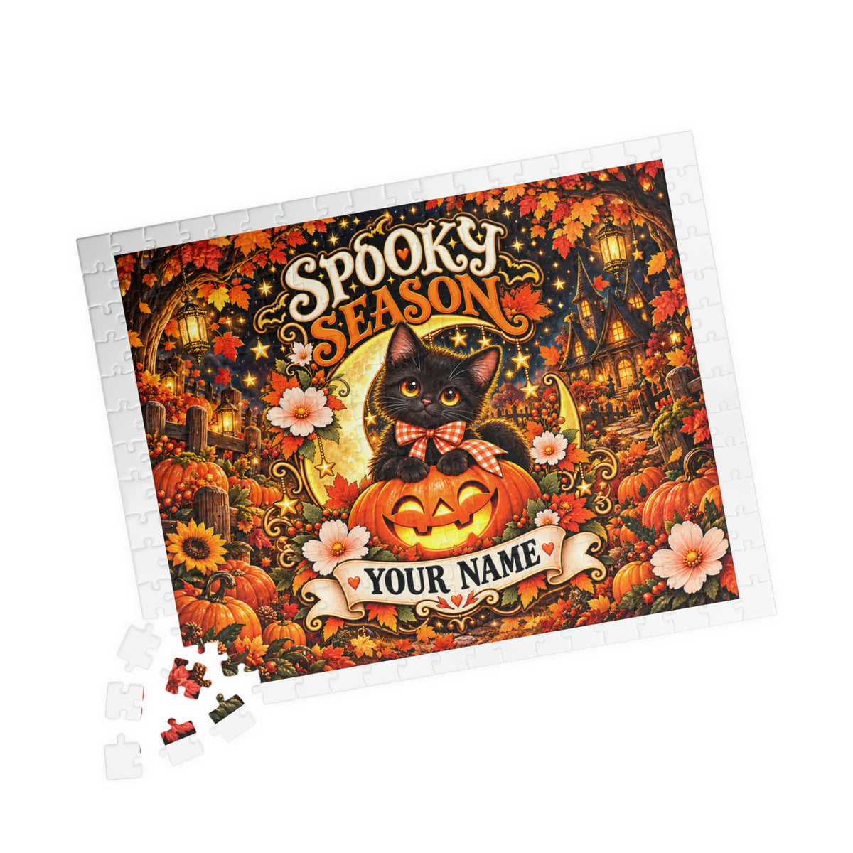 Spooky Season Personalized Halloween Jigsaw Puzzle – Custom Name