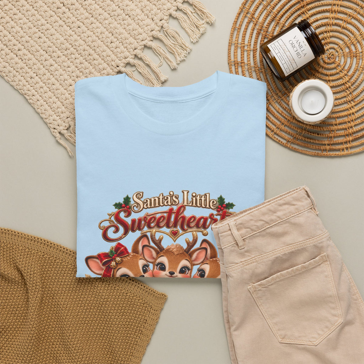 Personalized Christmas Reindeer Shirt – Santa’s Little Sweethearts Custom Kids Names