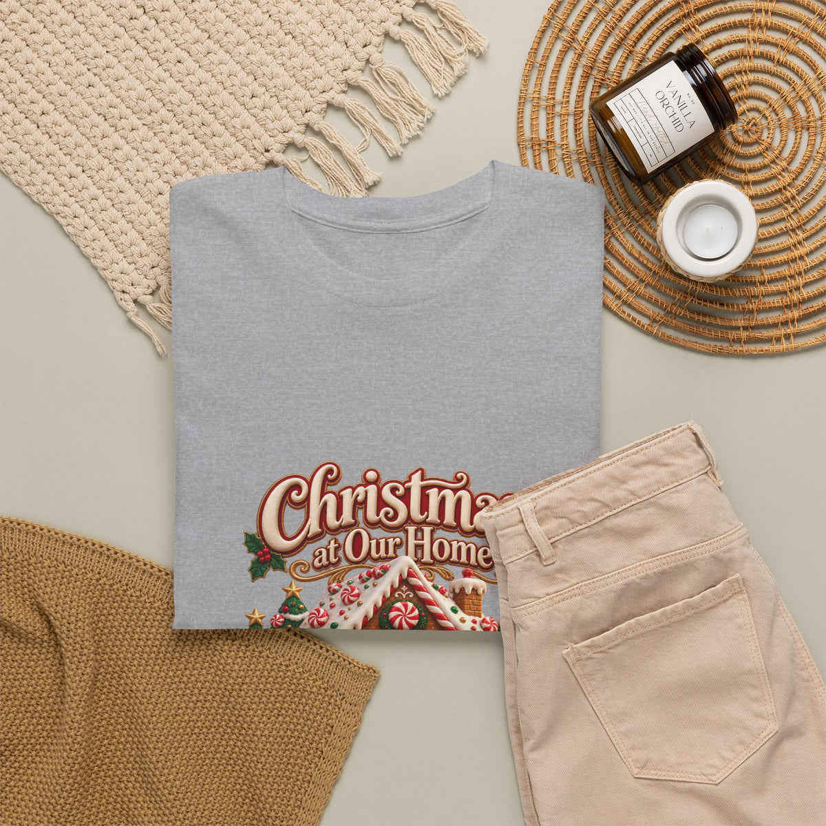 Personalized Family Christmas Shirt – Custom Family Name Gingerbread House Holiday Tee