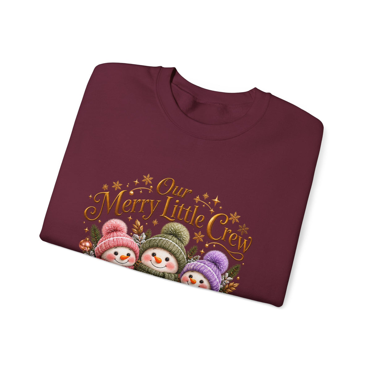 Personalized Snowman Christmas Sweatshirt – Our Merry Little Crew – Custom Kids Names