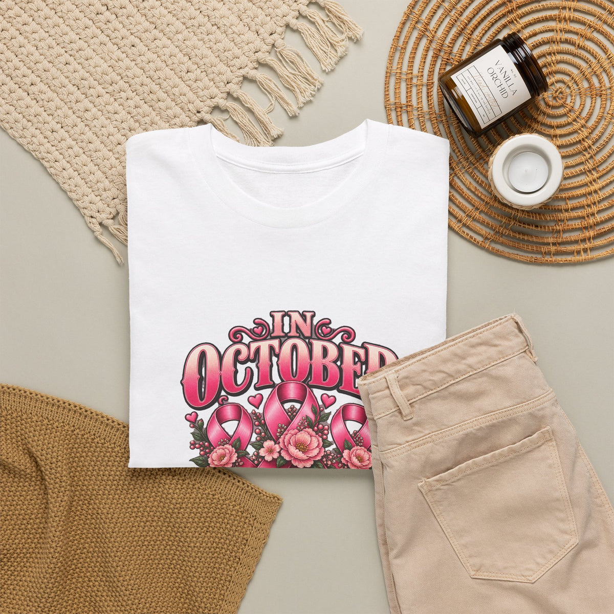 In October We Wear Pink Personalized Pink October Awareness T-Shirt