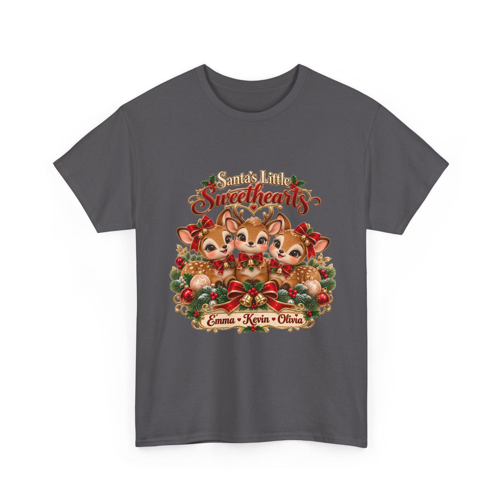 Personalized Christmas Reindeer Shirt – Santa’s Little Sweethearts Custom Kids Names