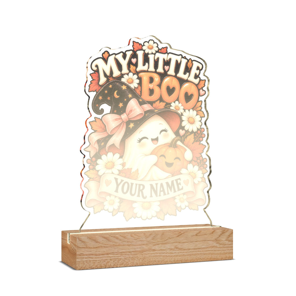 My Little Boo Personalized Halloween Acrylic Night Light – Custom Name Ghost Gift