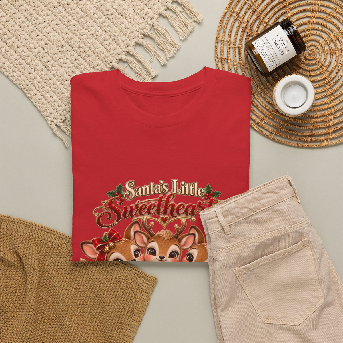 Personalized Christmas Reindeer Shirt – Santa’s Little Sweethearts Custom Kids Names