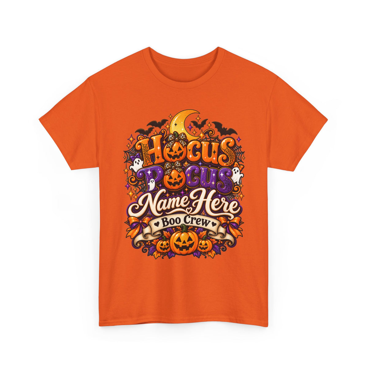 Hocus Pocus Personalized Halloween Tee — "Name Here" Boo Crew Pumpkin Shirt