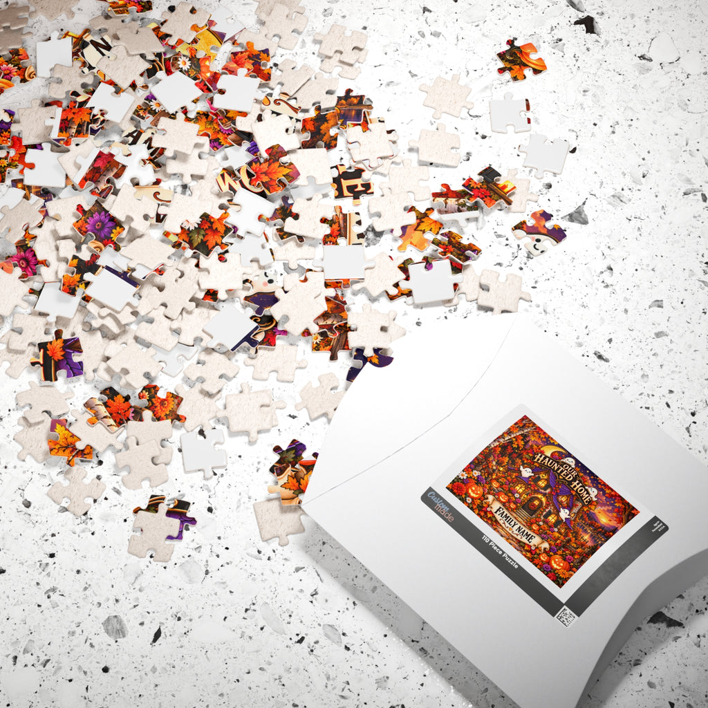 Our Haunted Home Personalized Halloween Jigsaw Puzzle – Custom Family Name