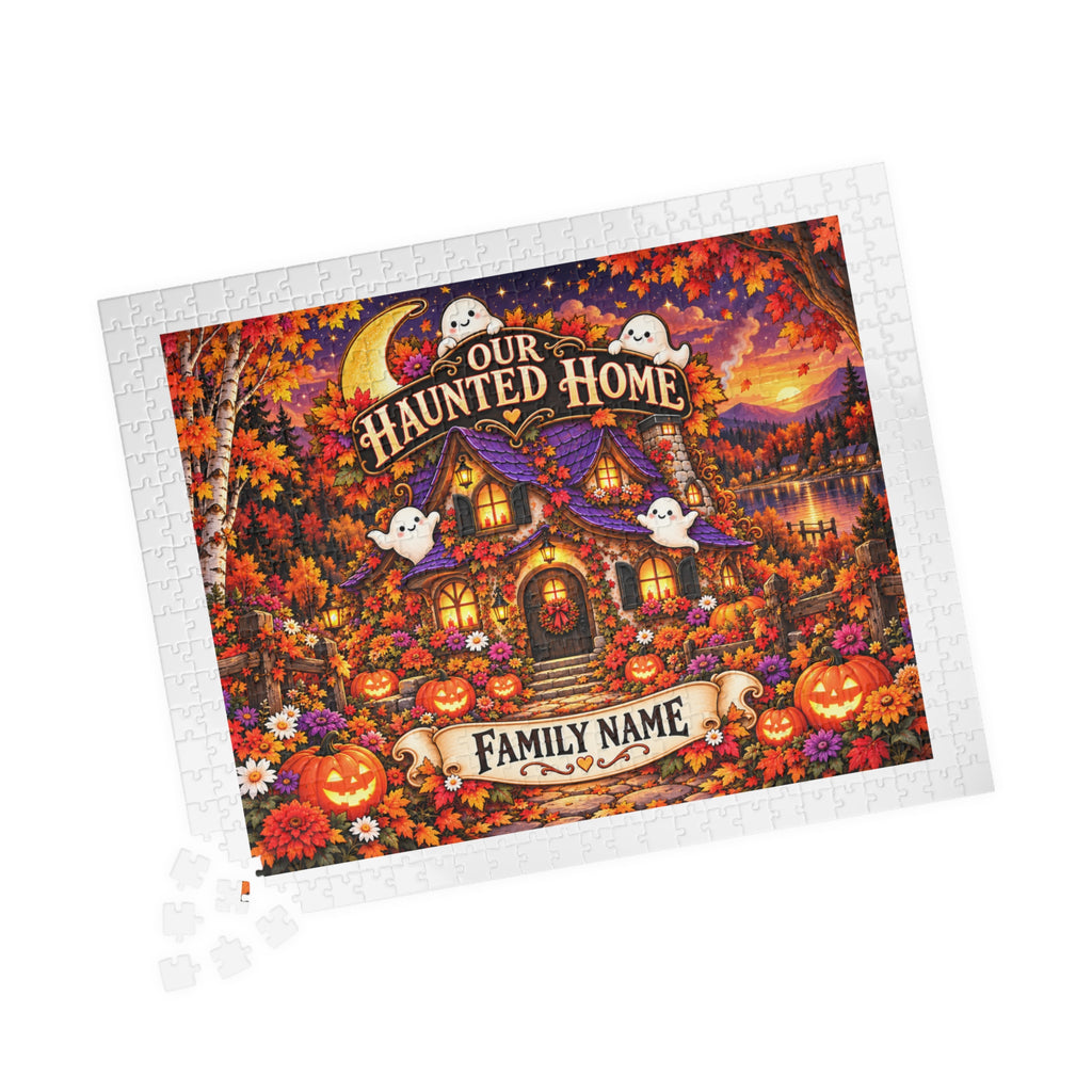 Our Haunted Home Personalized Halloween Jigsaw Puzzle – Custom Family Name