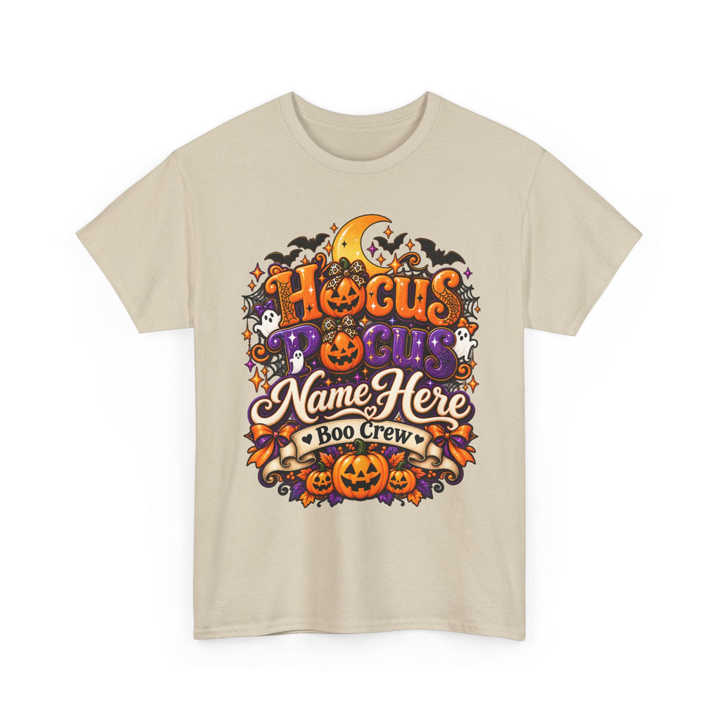 Hocus Pocus Personalized Halloween Tee — "Name Here" Boo Crew Pumpkin Shirt