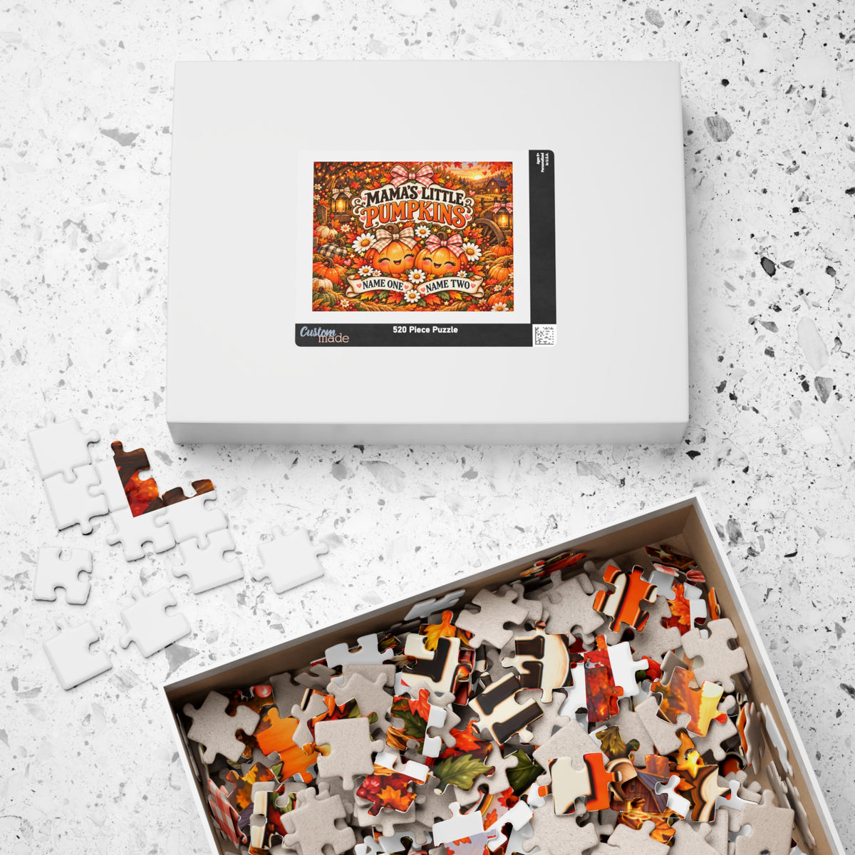 Mama’s Little Pumpkins Personalized Halloween Jigsaw Puzzle – Custom Two Names
