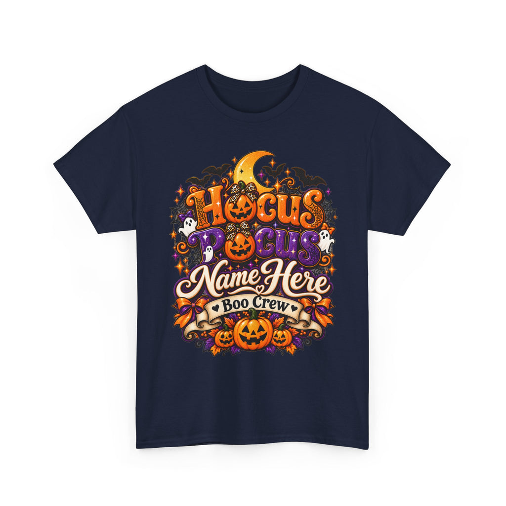 Hocus Pocus Personalized Halloween Tee — "Name Here" Boo Crew Pumpkin Shirt