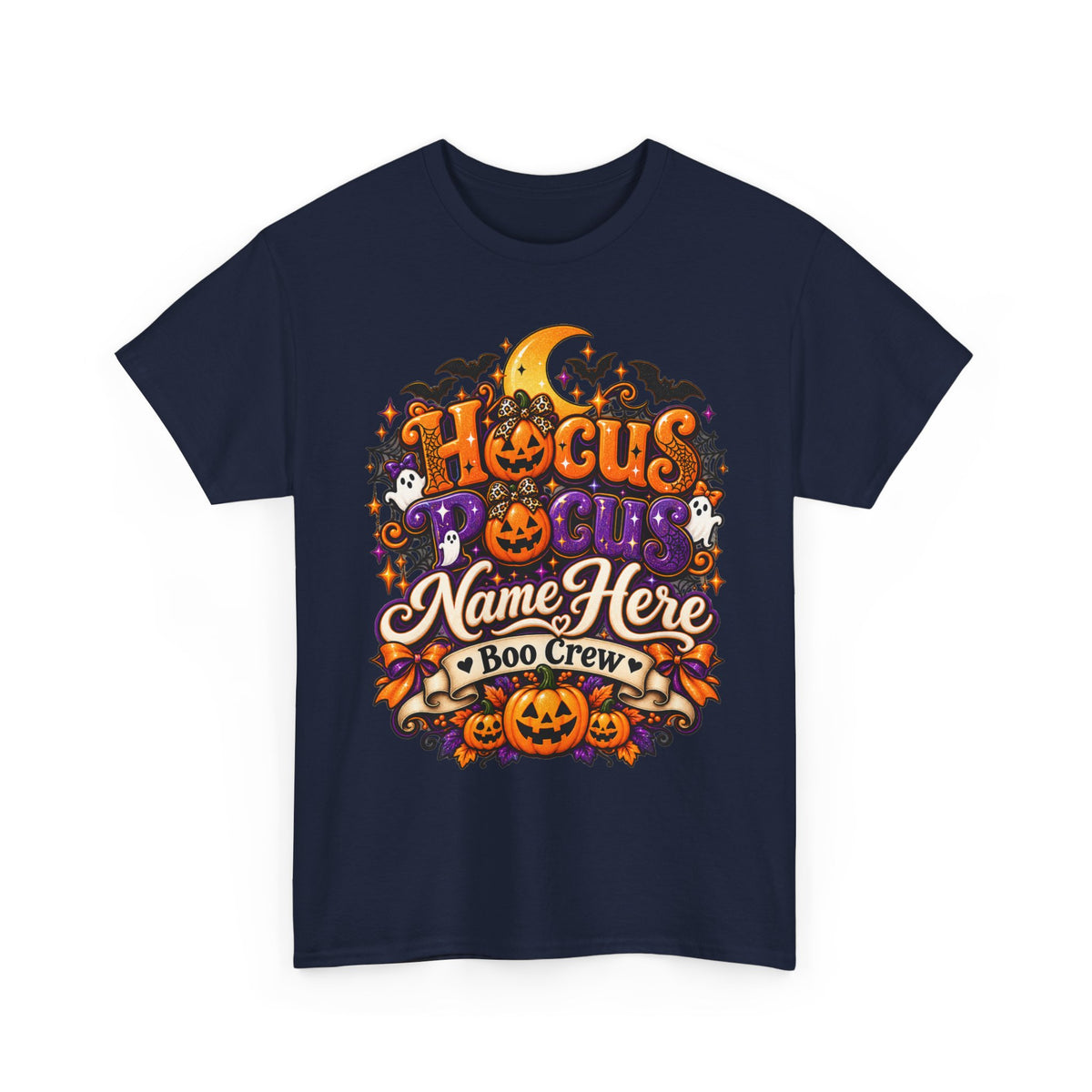 Hocus Pocus Personalized Halloween Tee — "Name Here" Boo Crew Pumpkin Shirt