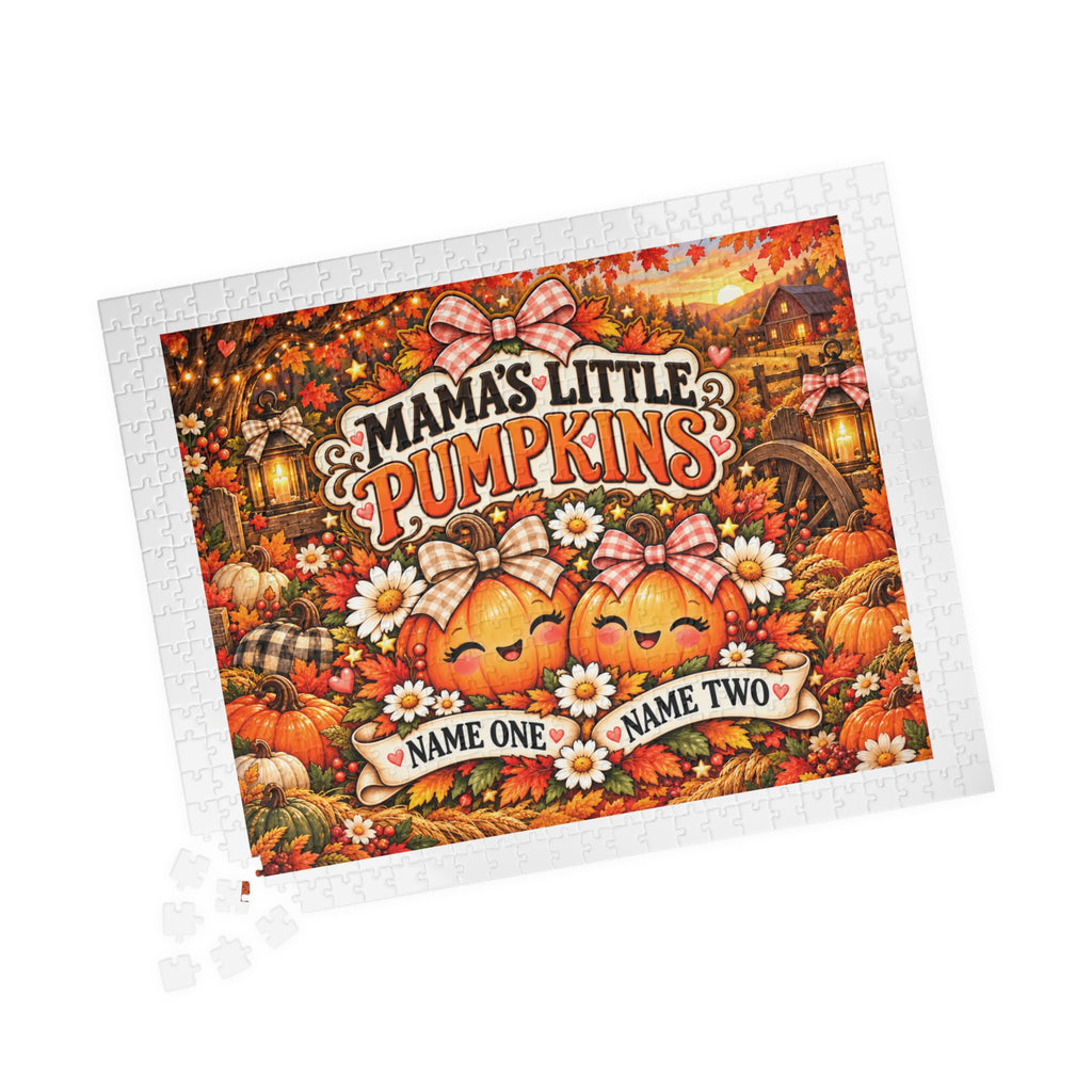 Mama’s Little Pumpkins Personalized Halloween Jigsaw Puzzle – Custom Two Names