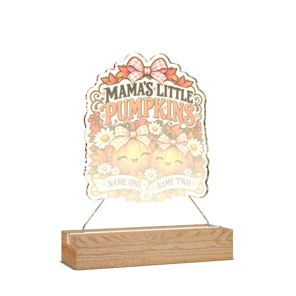 Mama’s Little Pumpkins Personalized Halloween Acrylic Night Light – Two Custom Names