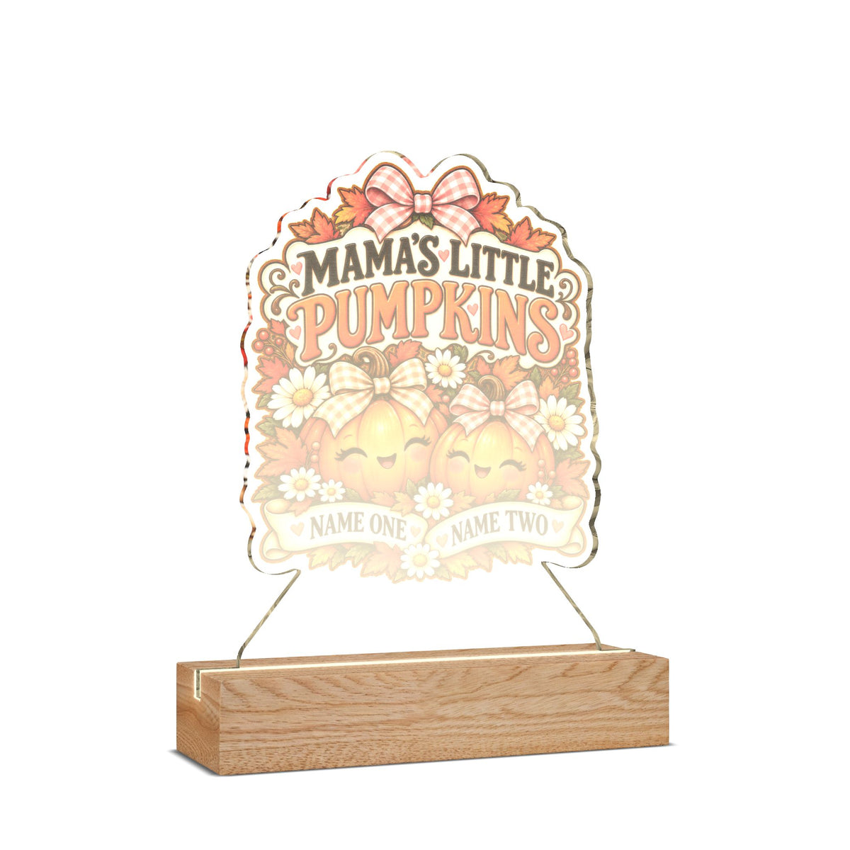 Mama’s Little Pumpkins Personalized Halloween Acrylic Night Light – Two Custom Names