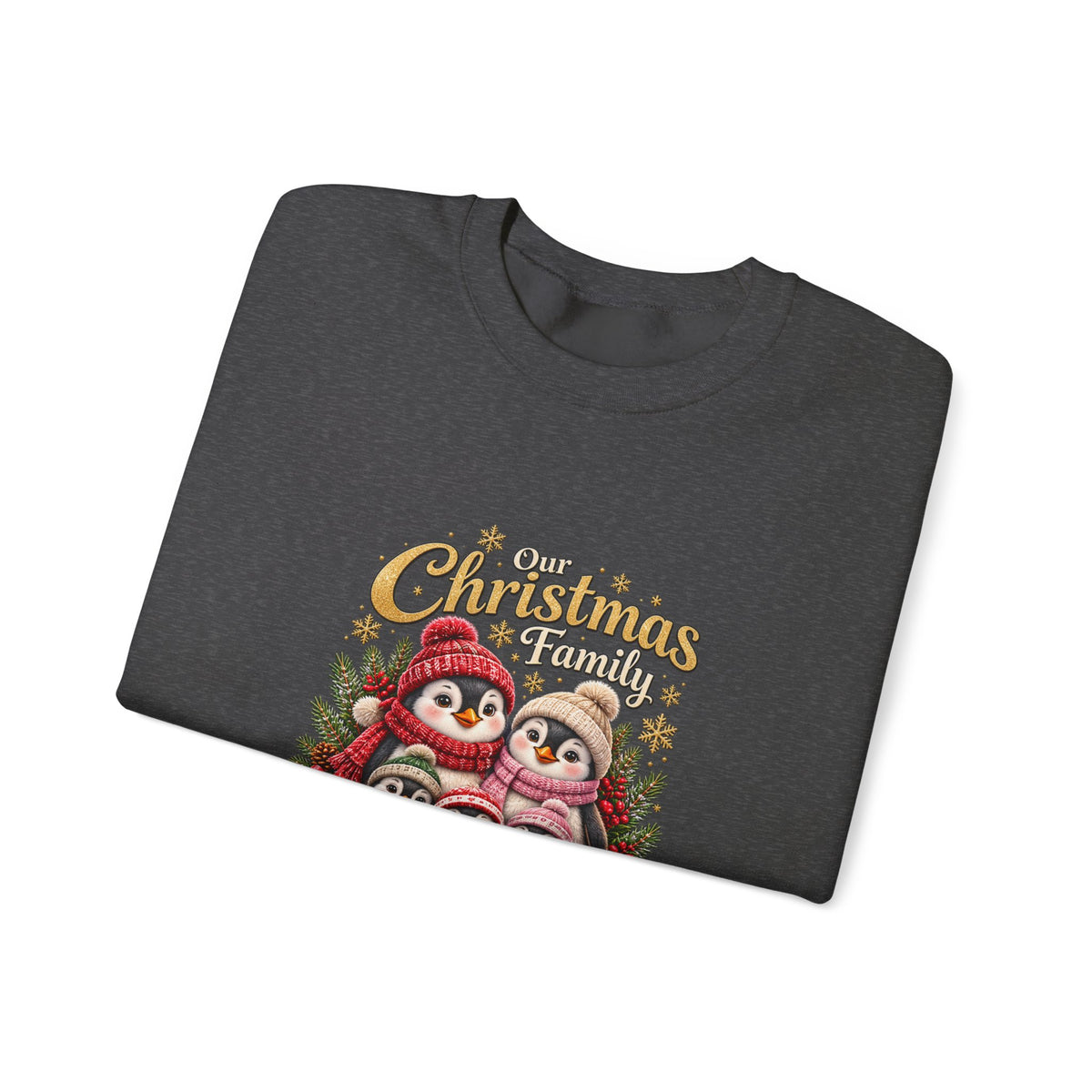 Personalized Penguin Family Christmas Sweatshirt – Custom Family Name Holiday Gift