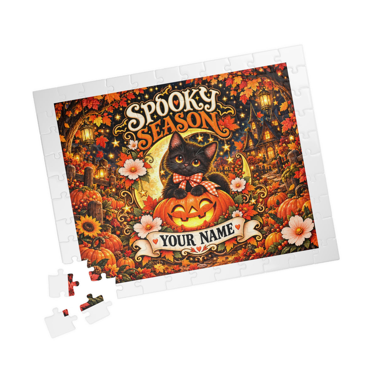 Spooky Season Personalized Halloween Jigsaw Puzzle – Custom Name