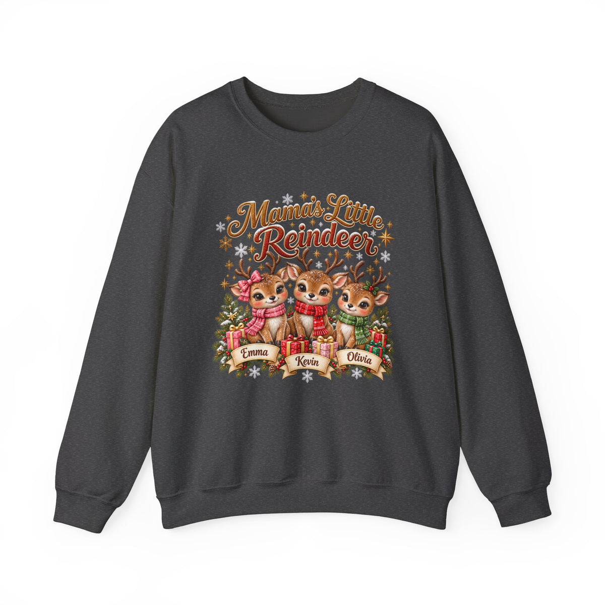 Mama’s Little Reindeer Personalized Christmas Sweatshirt – Custom Kids Names