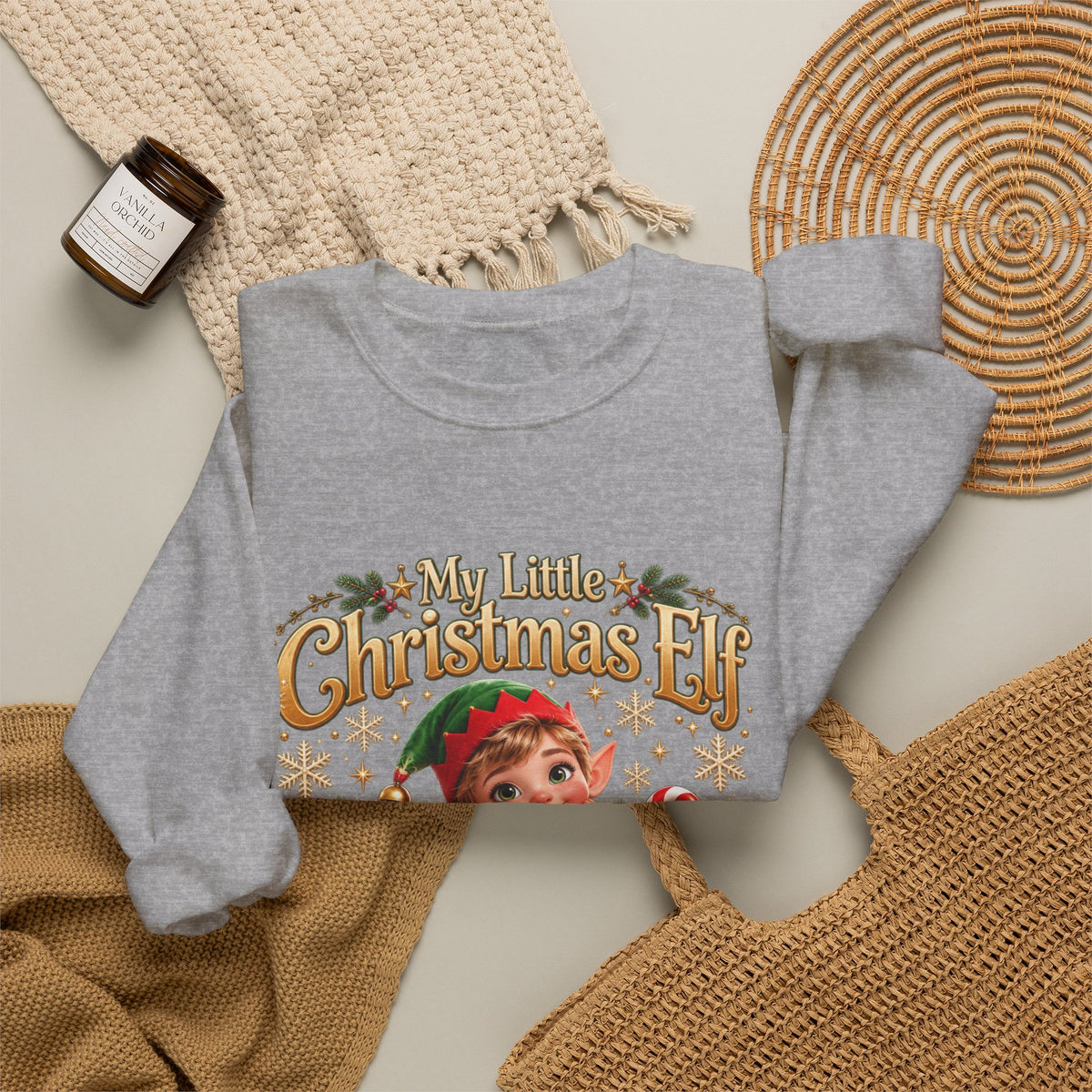 Personalized Christmas Elf Sweatshirt – Custom Name Holiday Crewneck